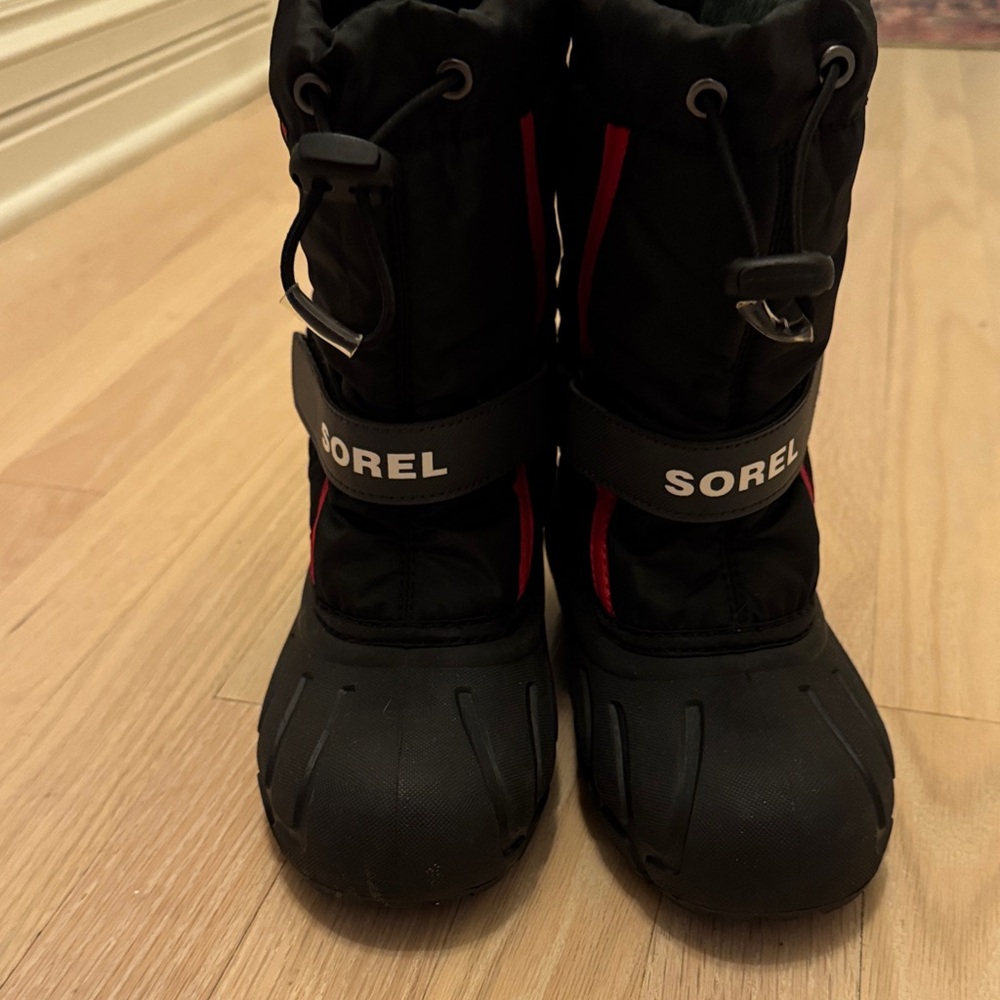 Sorel Black and Red Snow Boots